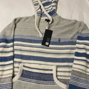 Lira Striped Gray and Blue Crewneck Top